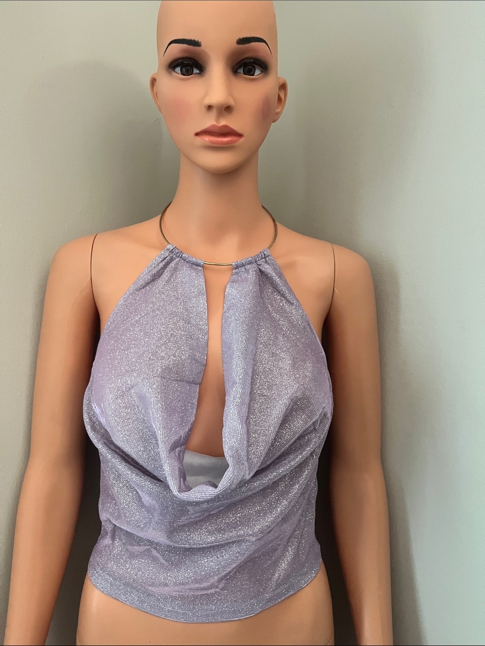 ‼️NWT‼️Dolls Kill X Sugar Thrillz Status Symbol Sparkle Lilac Halter Top Medium